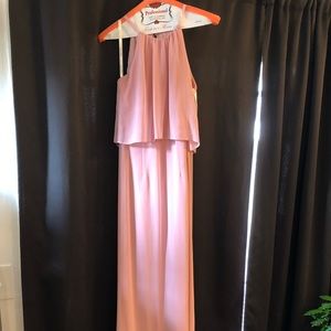 Flounced Crinkle Chiffon Sheath Bridesmaids Dress